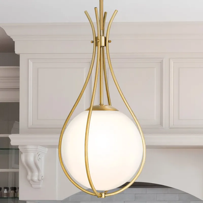 UQL5670 Modern Indoor Pendant, 22''H x 10.75''W x 10.75''D, Aged Brass Finish, Zennor Collection — Urban Ambiance LED Landscape Lights 100.0W 3000K