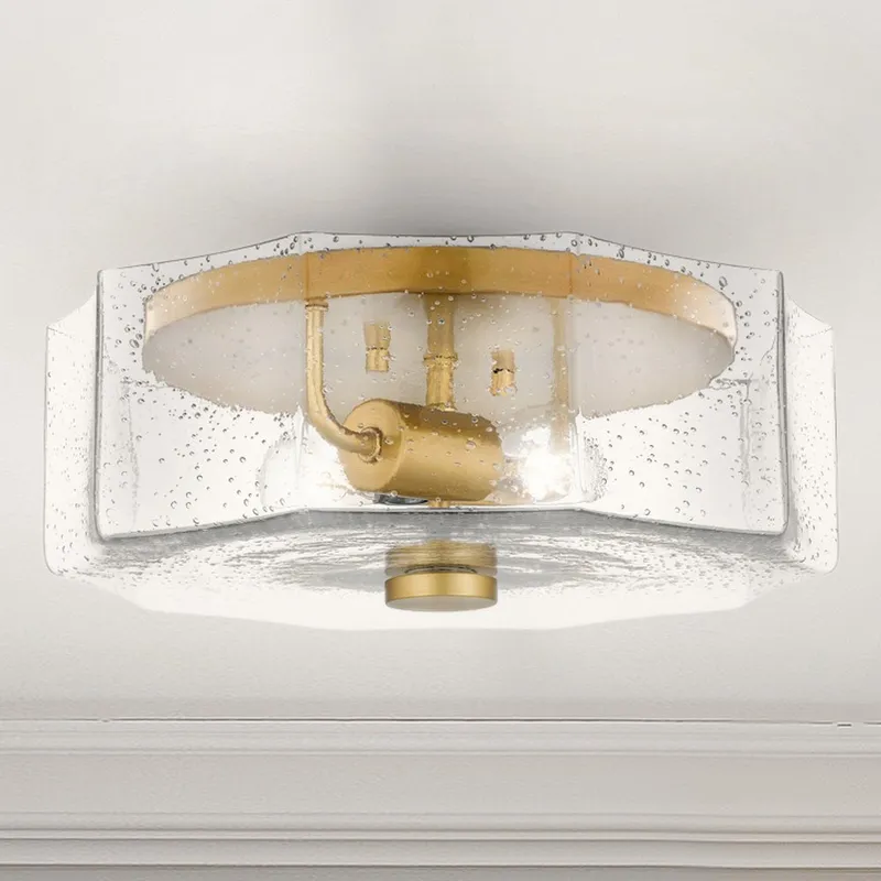 UQL5600 Classic Indoor Ceiling Light, 5.25''H x 14''W x 14''D, Aged Brass Finish, Hankinson Collection — Urban Ambiance LED Post Top Lights 60.0W 3000K