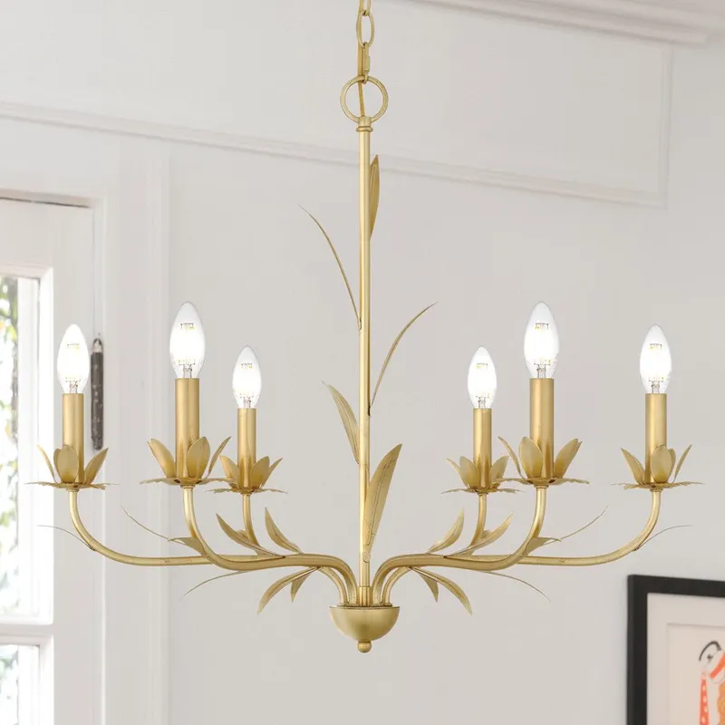 UQL5530 Eclectic Indoor Chandelier, 23''H x 27.5''W x 27.5''D, Gold Leaf Finish, Heilbronn Collection — Urban Ambiance LED Landscape Lights 60.0W 3000K