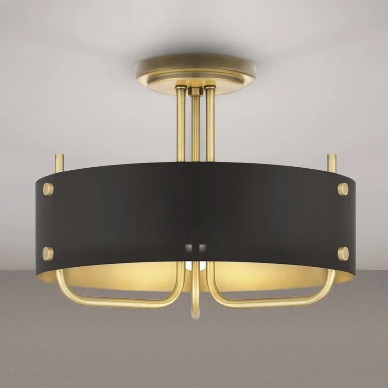 UQL5521 Cosmopolitan Indoor Ceiling Light, 12''H x 17''W x 17''D, Aged Brass Finish, Alston Collection — Urban Ambiance LED Post Top Lights 100.0W 3000K