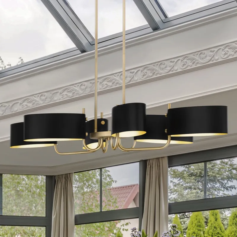 UQL5520 Cosmopolitan Indoor Chandelier, 7.00''H x 41.50''W x 18.00''D, Aged Brass Finish, Alston Collection — Urban Ambiance LED Linear Lights 100.0W 3000K