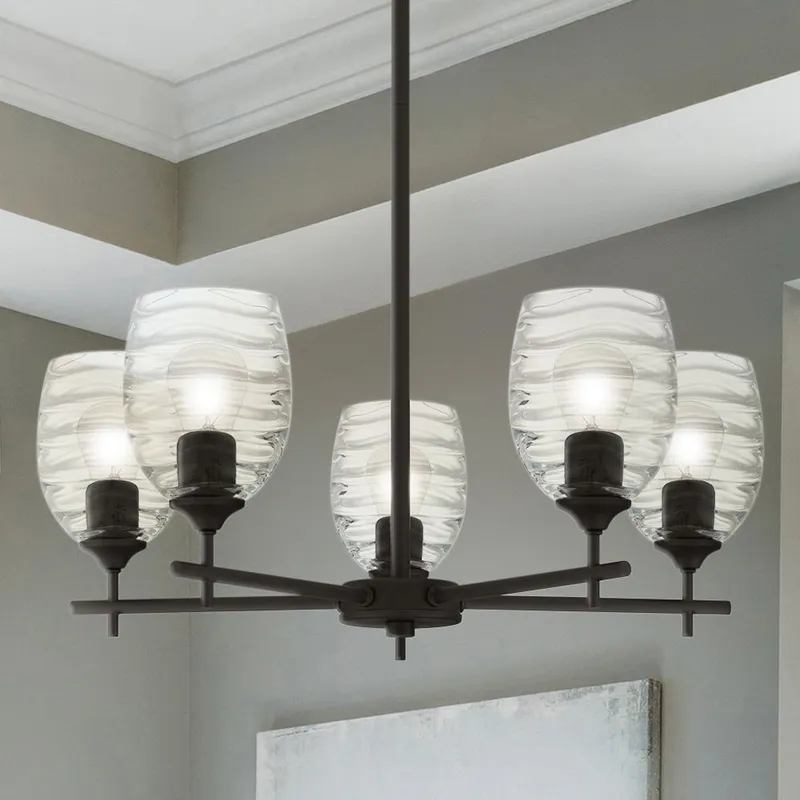 UQL5515 Contemporary Indoor Chandelier, 9.25''H x 25''W x 25''D, Matte Black Finish, Northbridge Collection — Urban Ambiance LED Landscape Lights 100.0W 3000K