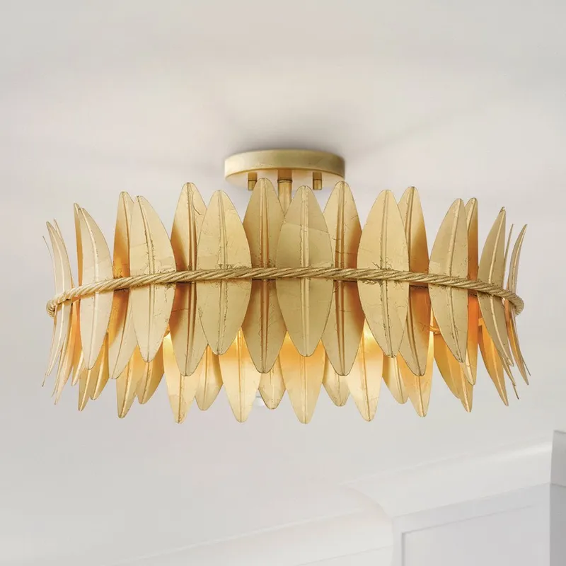 UQL5502 Eclectic Indoor Ceiling Light, 9.5''H x 20.5''W x 20.5''D, Gold Leaf Finish, Cranston Collection — Urban Ambiance LED Post Top Lights 60.0W 3000K