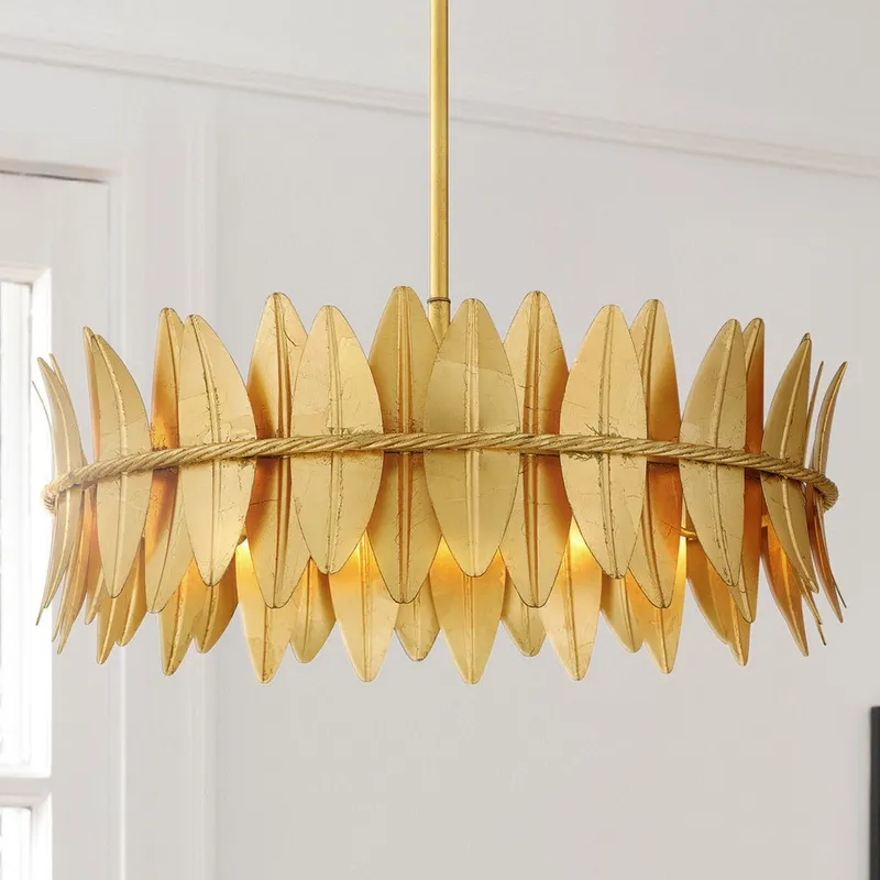 UQL5500 Eclectic Indoor Pendant, 8.75''H x 20.5''W x 20.5''D, Gold Leaf Finish, Cranston Collection — Urban Ambiance LED Landscape Lights 60.0W 3000K