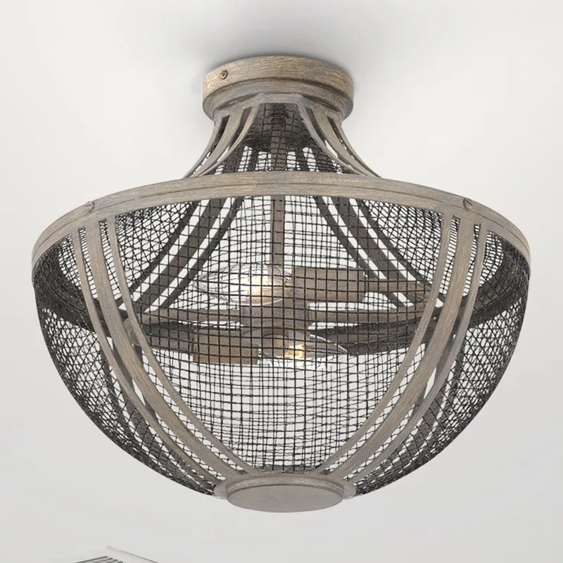 UQL5411 Modern Farmhouse Indoor Ceiling Light, 13.25''H x 15.25''W x 15.25''D, Distressed Grey Wood Finish, Dickinson Collection — Urban Ambiance LED Post Top Lights 60.0W 3000K