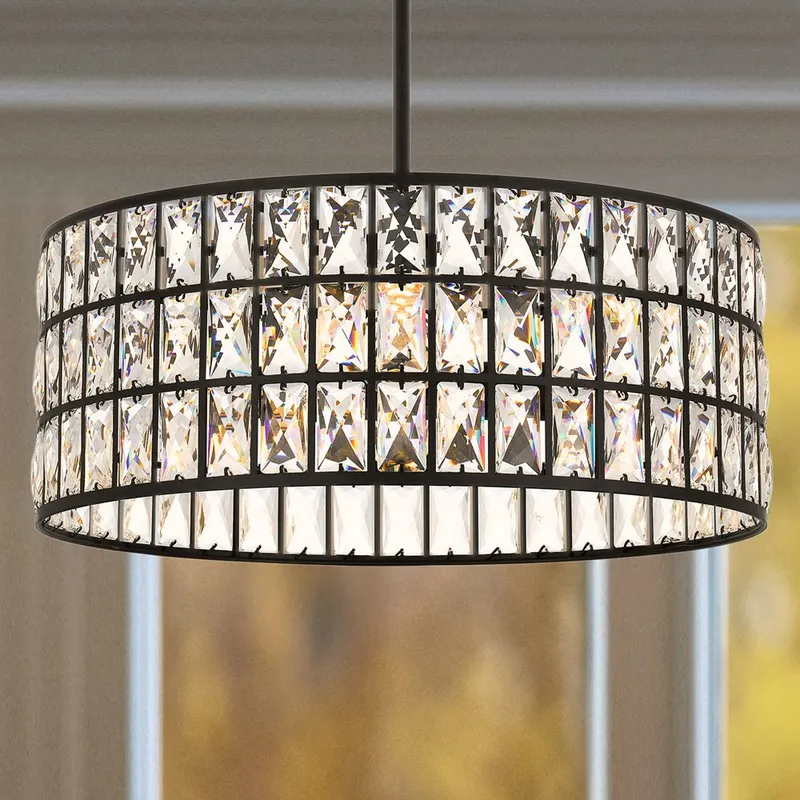 UQL5403 Glam Indoor Pendant, 8.75''H x 20''W x 20''D, Matte Black Finish, Casselton Collection — Urban Ambiance LED Landscape Lights 100.0W 3000K