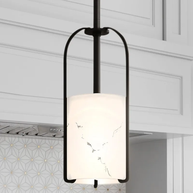 UQL5351 Mid-Century Modern Indoor Pendant, 11.75''H x 5.25''W x 5.25''D, Matte Black Finish, Kempten Collection — Urban Ambiance LED Landscape Lights 100.0W 3000K