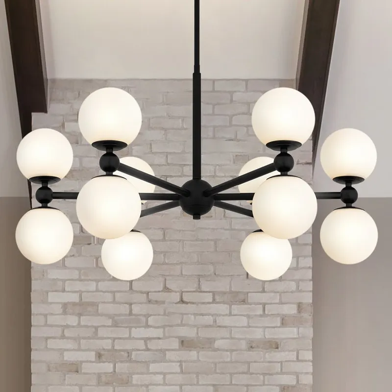 UQL5341 Minimalist Indoor Chandelier, 18''H x 31''W x 31''D, Matte Black Finish, Upton Collection — Urban Ambiance LED Landscape Lights 40.0W 3000K