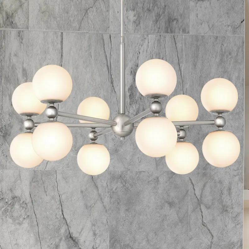 UQL5340 Minimalist Indoor Chandelier, 18''H x 31''W x 31''D, Brushed Nickel Finish, Upton Collection — Urban Ambiance LED Landscape Lights 40.0W 3000K