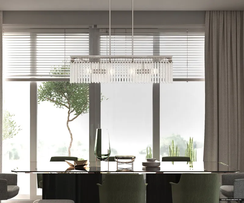 UQL5280 Transitional Indoor Chandelier, 10.25''H x 38''W x 10.5''D, Brushed Nickel Finish, Velva Collection — Urban Ambiance LED Linear Lights 100.0W 3000K