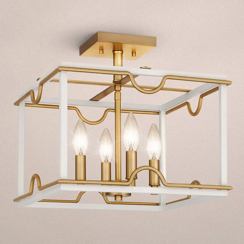 UQL5271 English Country Indoor Ceiling Light, 13''H x 14''W x 14''D, Matte White Finish, Amsterdam Collection — Urban Ambiance LED Post Top Lights 60.0W 3000K