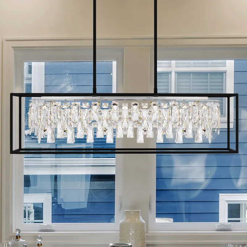 UQL5261 Contemporary Indoor Chandelier, 10.25''H x 35.5''W x 9.25''D, Matte Black Finish, Stralsund Collection — Urban Ambiance LED Linear Lights 8.0W 3000K