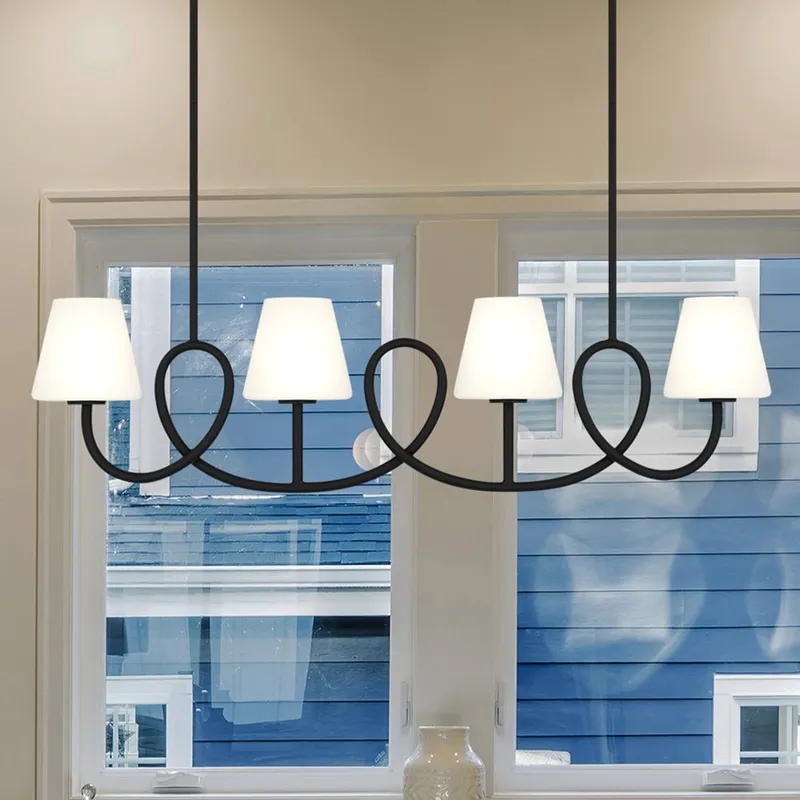 UQL5251 Transitional Indoor Chandelier, 10.75''H x 40''W x 6''D, Matte Black Finish, Mildura Collection — Urban Ambiance LED Linear Lights 100.0W 3000K