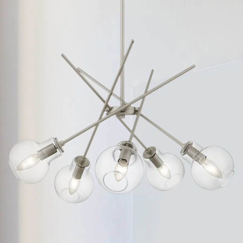 UQL5230 Modern Indoor Chandelier, 10.75''H x 26''W x 26''D, Brushed Nickel Finish, Ballarat Collection — Urban Ambiance LED Landscape Lights 60.0W 3000K