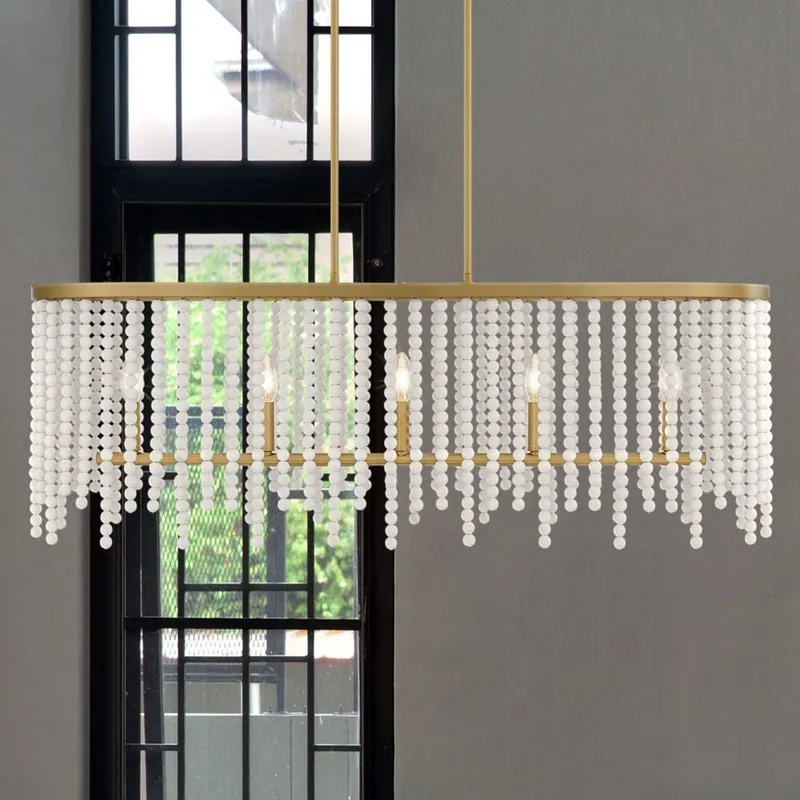 UQL5221 Contemporary Indoor Chandelier, 14.5''H x 41.25''W x 13.75''D, Aged Brass Finish, Warsaw Collection — Urban Ambiance LED Linear Lights 60.0W 3000K