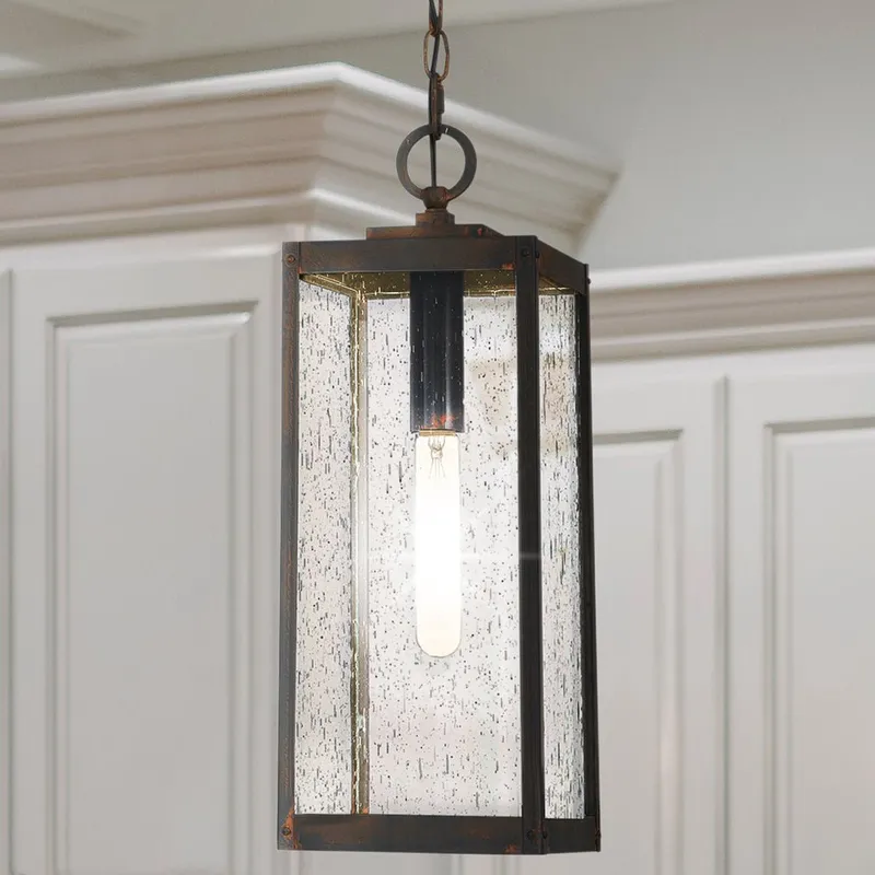 UQL5168 Modern Farmhouse Indoor Pendant, 20.75''H x 7.00''W x 7.00''D, Industrial Bronze Finish, Quincy Collection — Urban Ambiance LED Landscape Lights 150.0W 3000K