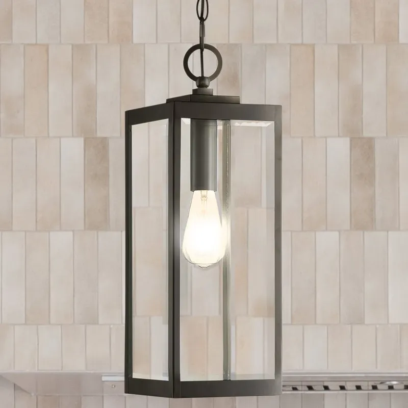 UQL5165 Modern Farmhouse Indoor Pendant, 20.75''H x 7.00''W x 7.00''D, Earth Black Finish, Quincy Collection — Urban Ambiance LED Landscape Lights 150.0W 3000K
