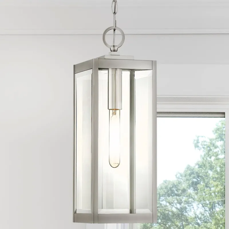 UQL5164 Modern Farmhouse Indoor Pendant, 20.75''H x 7.00''W x 7.00''D, Stainless Steel Finish, Quincy Collection — Urban Ambiance LED Landscape Lights 150.0W 3000K