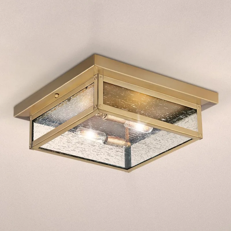 UQL5163 Modern Farmhouse Indoor Ceiling Light, 4.00''H x 12.00''W x 12.00''D, Antique Brass Finish, Quincy Collection — Urban Ambiance LED Post Top Lights 40.0W 3000K