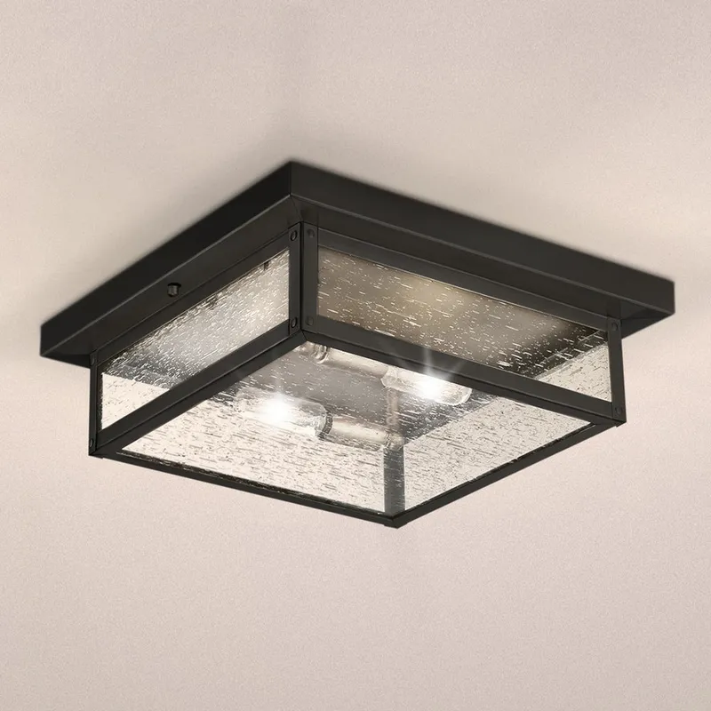 UQL5161 Modern Farmhouse Indoor Ceiling Light, 4.00''H x 12.00''W x 12.00''D, Earth Black Finish, Quincy Collection — Urban Ambiance LED Post Top Lights 40.0W 3000K