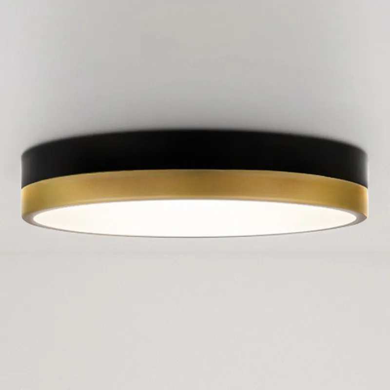 UQL5152 Industrial Indoor Ceiling Light, 2.00''H x 11.00''W x 11.00''D, Matte Black Gold Finish, Minot Collection — Urban Ambiance LED Post Top Lights 8.0W 3000K