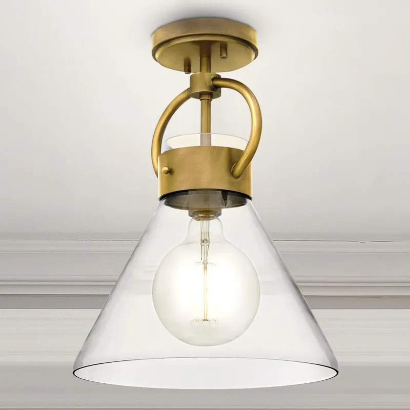UQL5140 Industrial Indoor Ceiling Light, 15.50''H x 12.00''W x 12.00''D, Weathered Brass Finish, Nuremberg Collection — Urban Ambiance LED Post Top Lights 100.0W 3000K