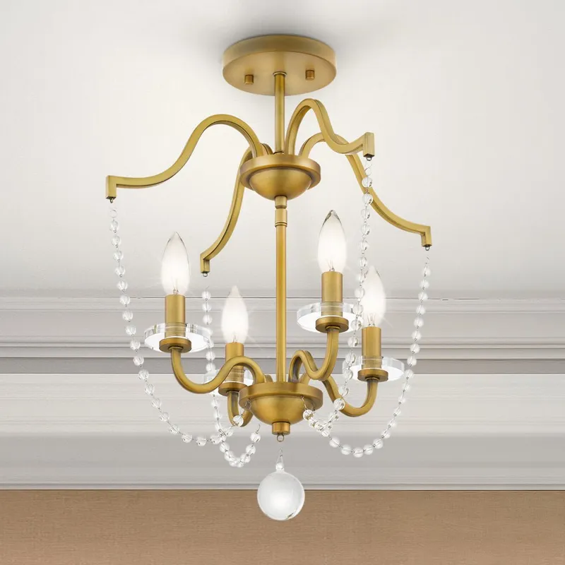 UQL5121 English Country Indoor Ceiling Light, 19.50''H x 16.00''W x 16.00''D, Aged Brass Finish, Brampton Collection — Urban Ambiance LED Post Top Lights 60.0W 3000K