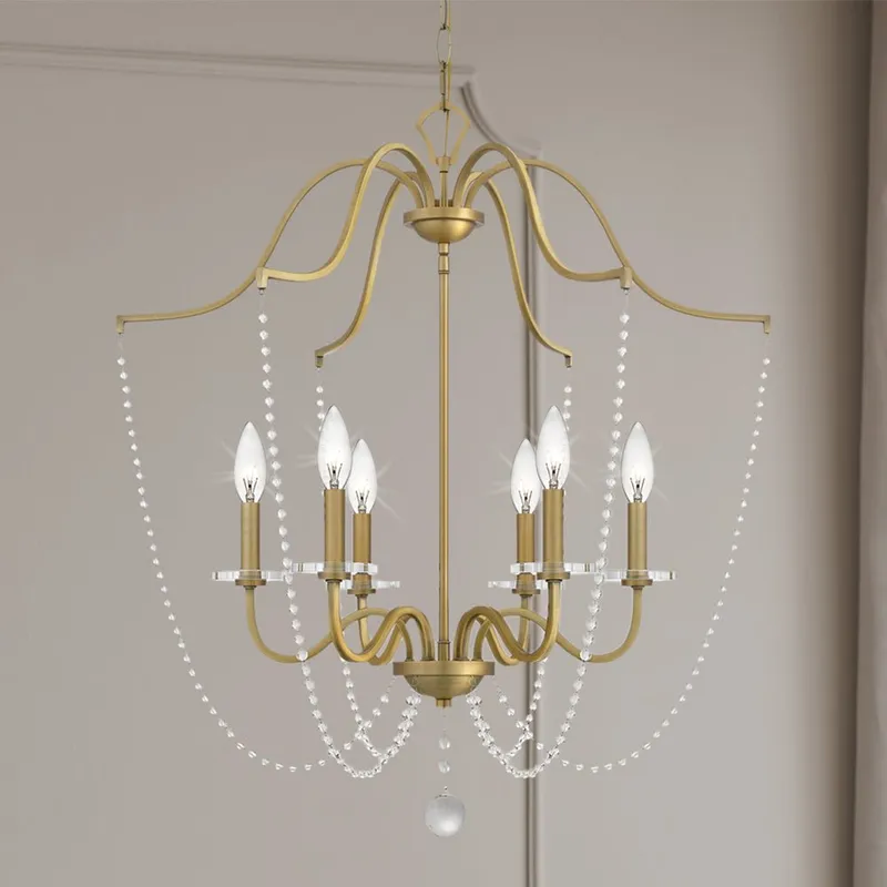 UQL5120 English Country Indoor Chandelier, 31.50''H x 28.00''W x 28.00''D, Aged Brass Finish, Brampton Collection — Urban Ambiance LED Landscape Lights 60.0W 3000K