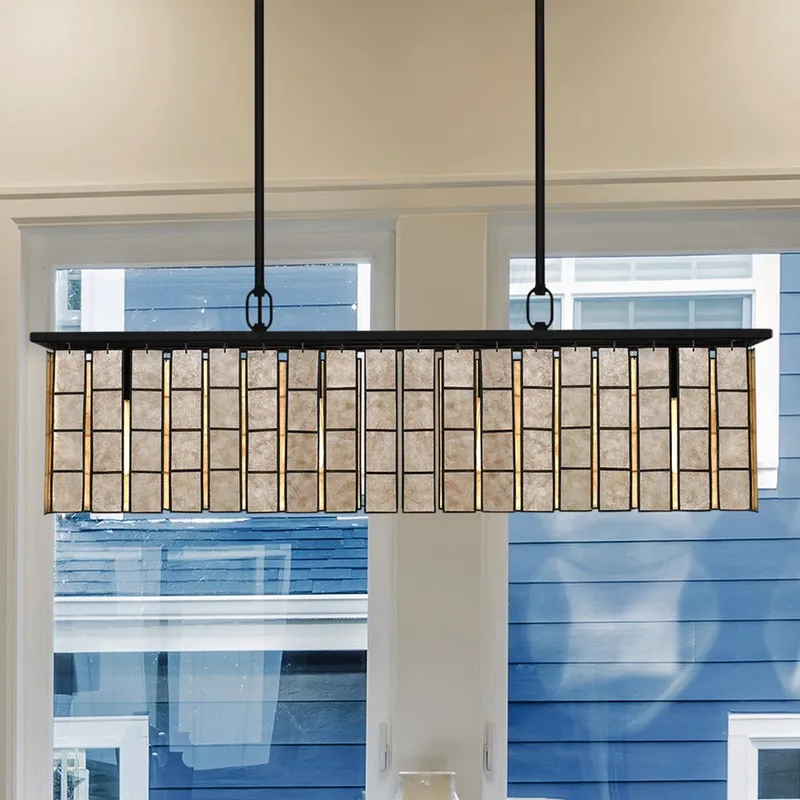UQL5090 Bohemian Indoor Chandelier, 11.50''H x 34.00''W x 10.00''D, Matte Black Finish, Stanton Collection — Urban Ambiance LED Linear Lights 100.0W 3000K