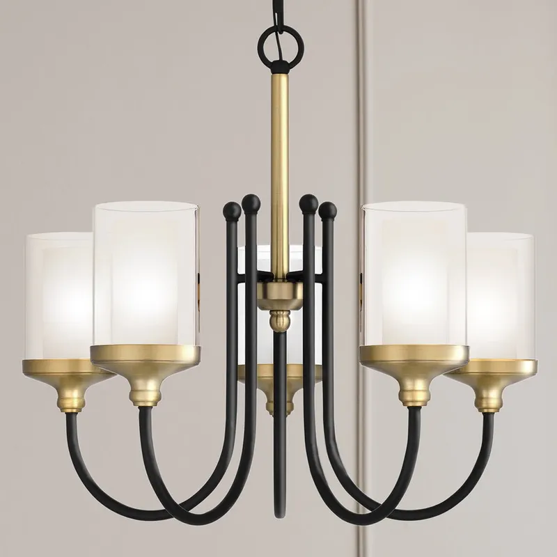 UQL5060 Minimalist Indoor Chandelier, 20.25''H x 22.00''W x 22.00''D, Matte Black Finish, Velbert Collection — Urban Ambiance LED Landscape Lights 60.0W 3000K