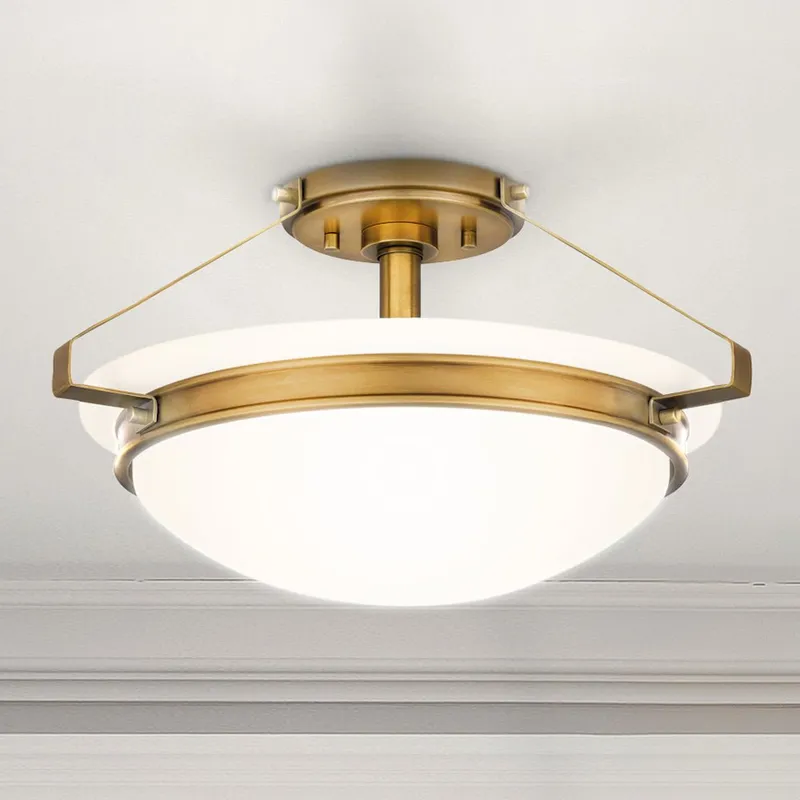 UQL5034 Traditional Indoor Ceiling Light, 8.50''H x 15.00''W x 15.00''D, Weathered Brass Finish, Moers Collection — Urban Ambiance LED Post Top Lights 100.0W 3000K
