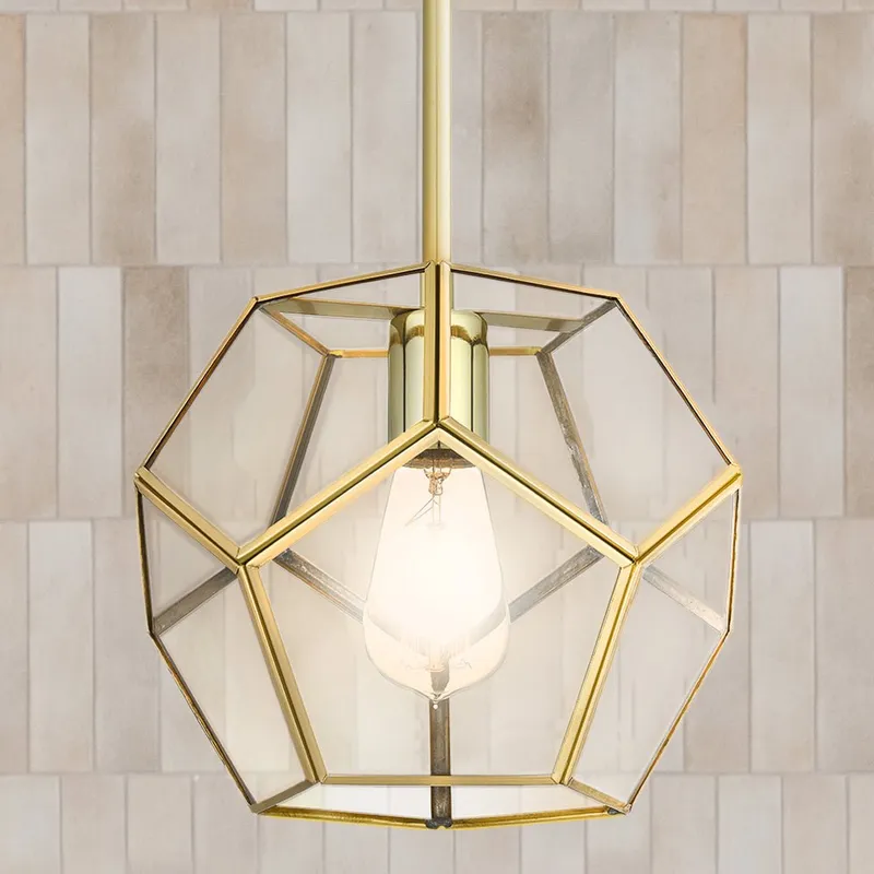 UQL5023 Modern Indoor Pendant, 8.25''H x 9.50''W x 9.50''D, Polished Brass Finish, San Sebastian Collection — Urban Ambiance LED Landscape Lights 100.0W 3000K