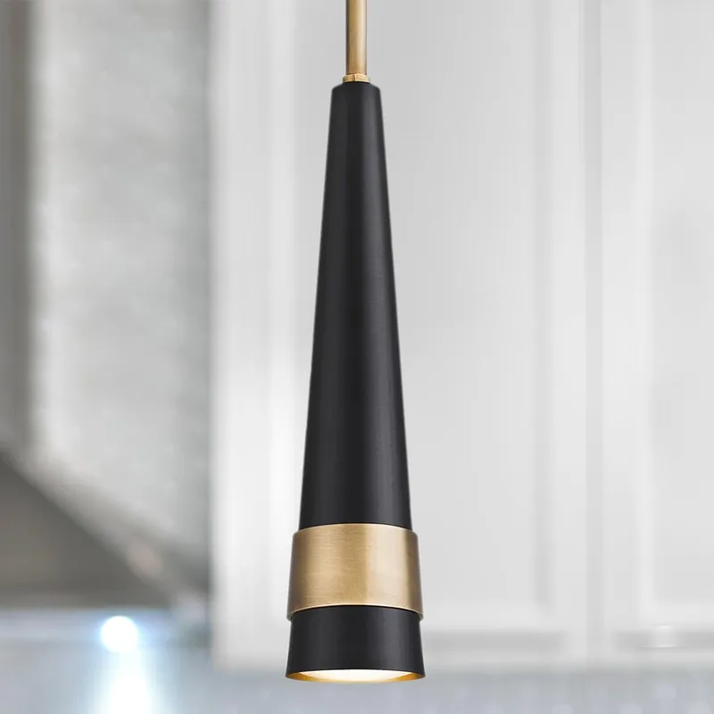 UQL5022 Modern Indoor Pendant, 13.75''H x 3.00''W x 3.00''D, Weathered Brass Finish, San Sebastian Collection — Urban Ambiance LED Landscape Lights 8.0W 3000K