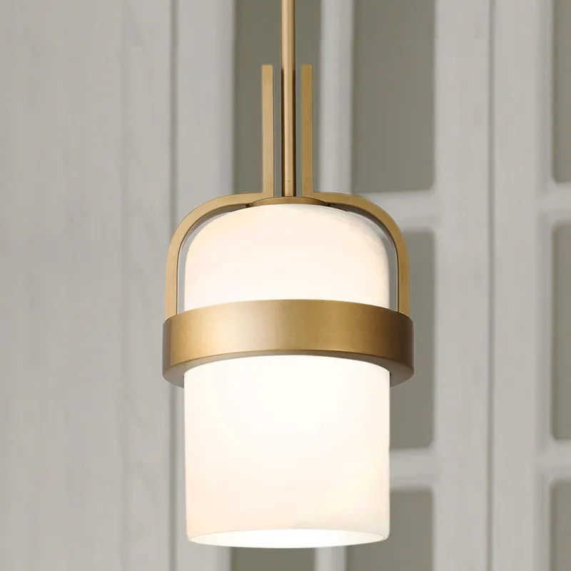 UQL5021 Modern Indoor Pendant, 15.25''H x 8.00''W x 8.00''D, Aged Brass Finish, San Sebastian Collection — Urban Ambiance LED Landscape Lights 100.0W 3000K