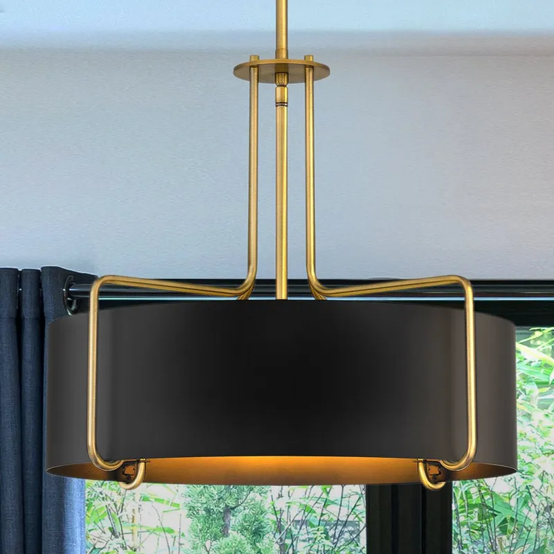 UQL5017 Urban Loft Indoor Chandelier or Pendant, 17.25''H x 20.00''W x 20.00''D, Aged Brass Finish, Zennor Collection — Urban Ambiance LED Landscape Lights 100.0W 3000K