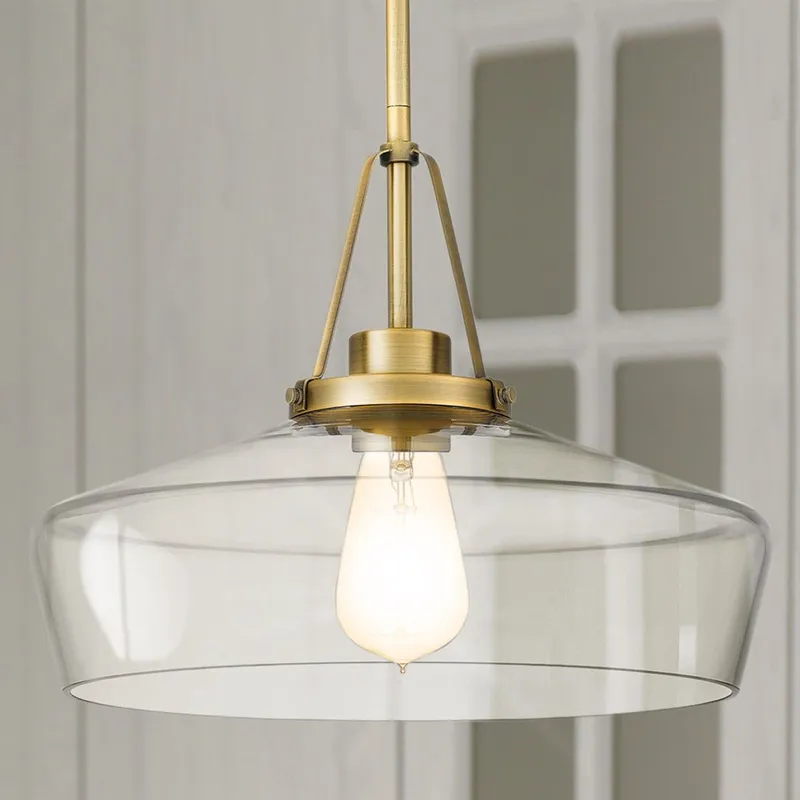 UQL5016 New Traditional Indoor Pendant, 11.25''H x 14.00''W x 14.00''D, Aged Brass Finish, Zennor Collection — Urban Ambiance LED Landscape Lights 100.0W 3000K