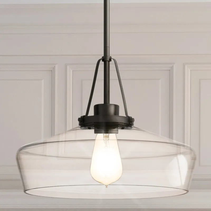 UQL5015 New Traditional Indoor Pendant, 11.25''H x 14.00''W x 14.00''D, Matte Black Finish, Zennor Collection — Urban Ambiance LED Landscape Lights 100.0W 3000K