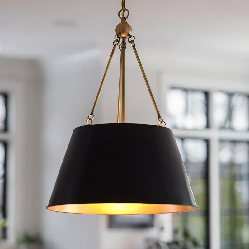 UQL5014 New Traditional Indoor Pendant, 25.50''H x 18.50''W x 18.50''D, Matte Black Finish, Zennor Collection — Urban Ambiance LED Landscape Lights 60.0W 3000K