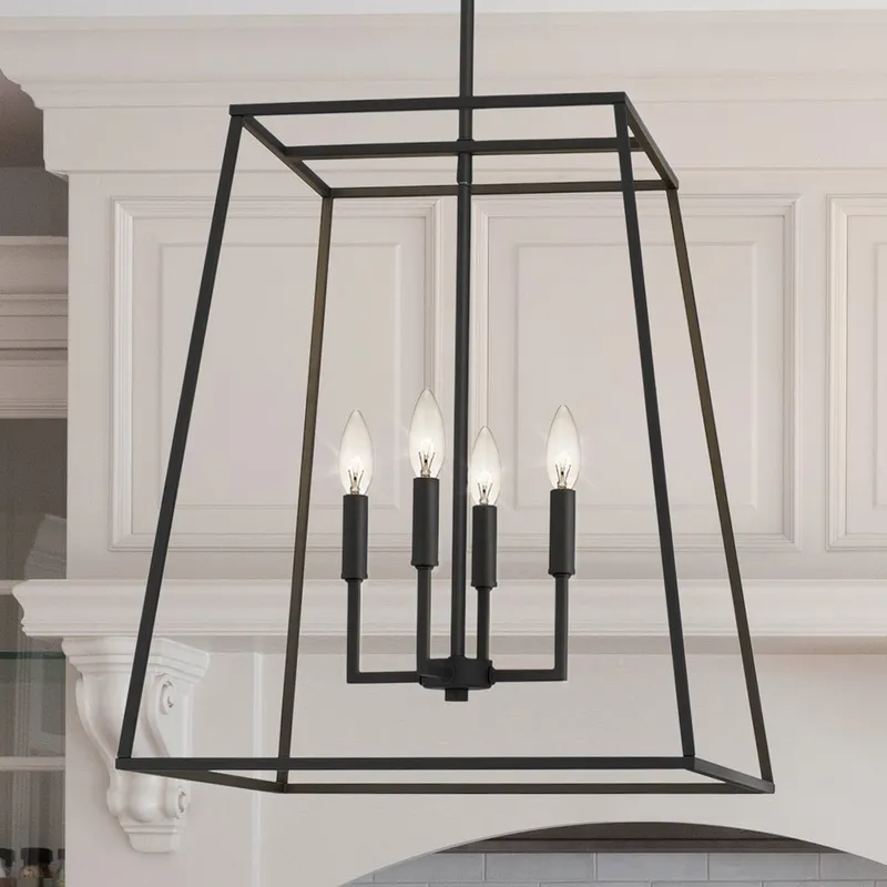 UQL4999 Transitional Indoor Pendant, 35.50''H x 18.00''W x 18.00''D, Matte Black Finish, Keswick Collection — Urban Ambiance LED Landscape Lights 60.0W 3000K