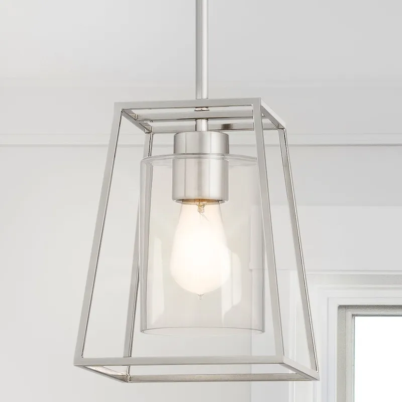 UQL4996 Transitional Indoor Pendant, 24.00''H x 8.00''W x 8.00''D, Brushed Nickel Finish, Keswick Collection — Urban Ambiance LED Landscape Lights 100.0W 3000K