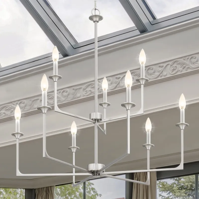 UQL4992 Transitional Indoor Chandelier, 33.00''H x 32.00''W x 32.00''D, Brushed Nickel Finish, Keswick Collection — Urban Ambiance LED Landscape Lights 60.0W 3000K