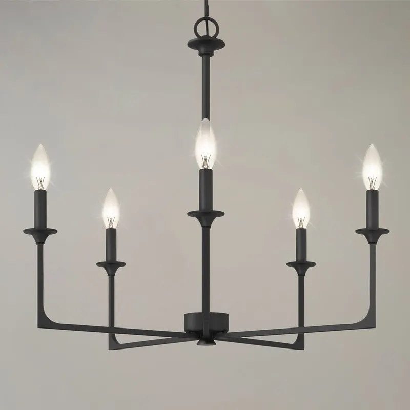 UQL4988 Transitional Indoor Chandelier, 24.00''H x 26.00''W x 26.00''D, Matte Black Finish, Keswick Collection — Urban Ambiance LED Landscape Lights 60.0W 3000K