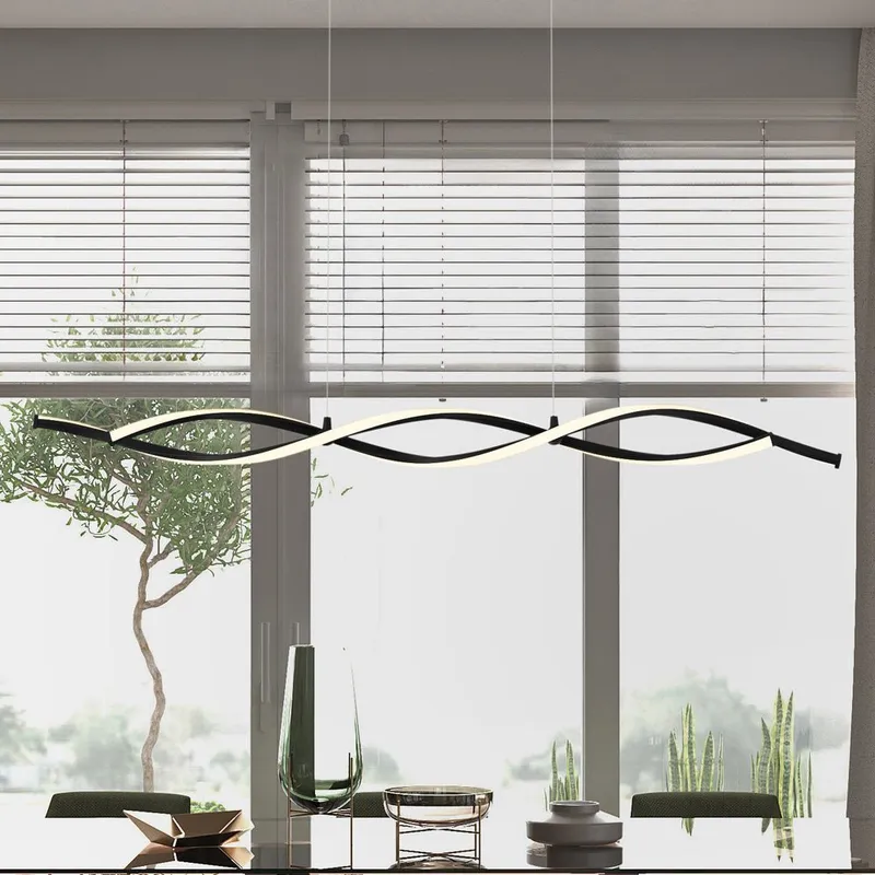 UQL4930 Modern Indoor Chandelier, 3.75''H x 42.25''W x 3.25''D, Matte Black Finish, Lakota Collection — Urban Ambiance LED Linear Lights 8.0W 3000K
