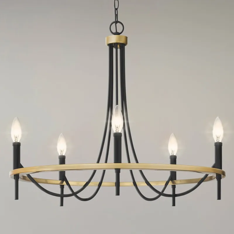 UQL4870 Transitional Indoor Chandelier, 22.50''H x 26.00''W x 26.00''D, Matte Black Finish, Sitka Collection — Urban Ambiance LED Landscape Lights 60.0W 3000K