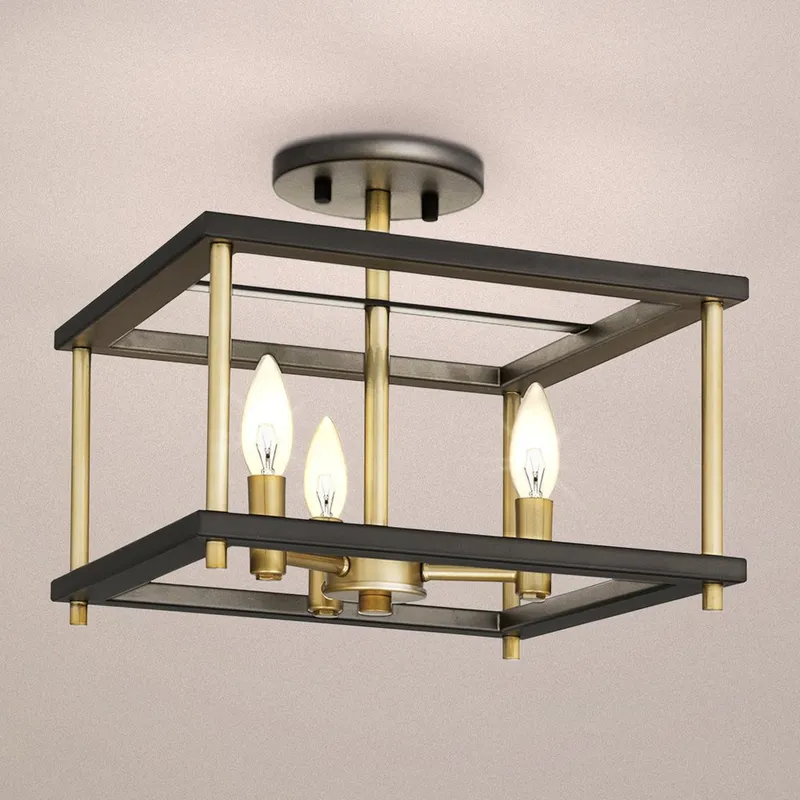 UQL4850 Modern Farmhouse Indoor Ceiling Light, 11.00''H x 13.00''W x 13.00''D, Matte Black Finish, Hebron Collection — Urban Ambiance LED Post Top Lights 60.0W 3000K