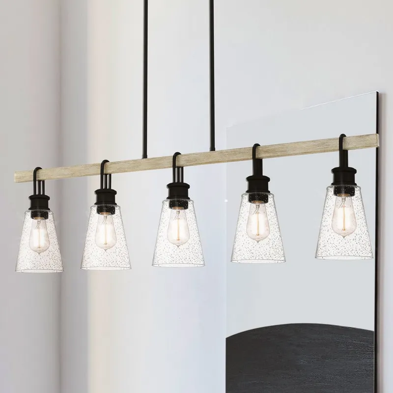 UQL4841 Casual Indoor Chandelier, 11.50''H x 42.00''W x 5.50''D, Earth Black Finish, Lucerne Collection — Urban Ambiance LED Linear Lights 100.0W 3000K