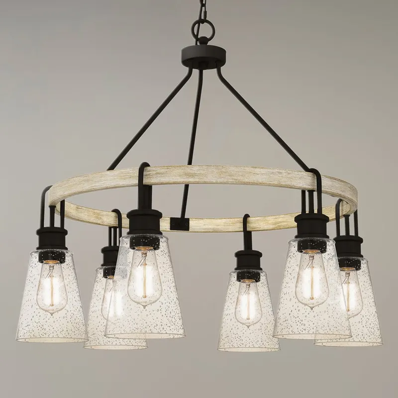 UQL4840 Casual Indoor Chandelier, 25.25''H x 28.00''W x 28.00''D, Earth Black Finish, Lucerne Collection — Urban Ambiance LED Landscape Lights 100.0W 3000K