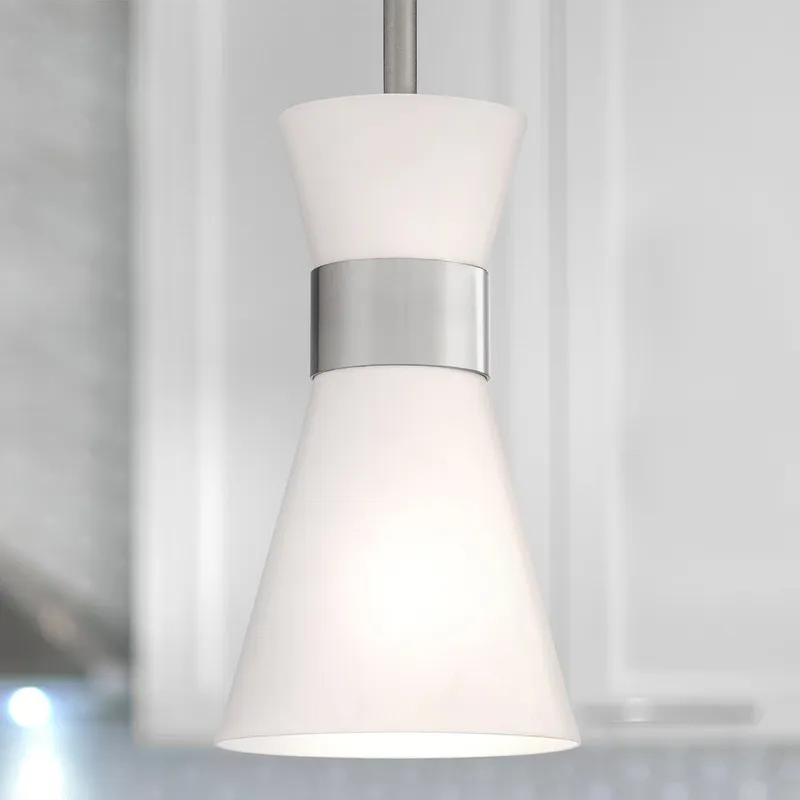 UQL4751 Modern Indoor Pendant, 9.25''H x 5.25''W x 5.25''D, Brushed Nickel Finish, Bremen Collection — Urban Ambiance LED Landscape Lights 100.0W 3000K