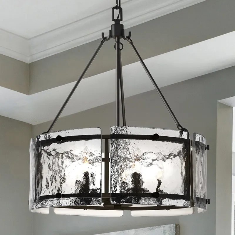 UQL4744 Mediterranean Indoor Chandelier or Pendant, 23.50''H x 20.50''W x 20.50''D, Earth Black Finish, Nantes Collection — Urban Ambiance LED Landscape Lights 60.0W 3000K