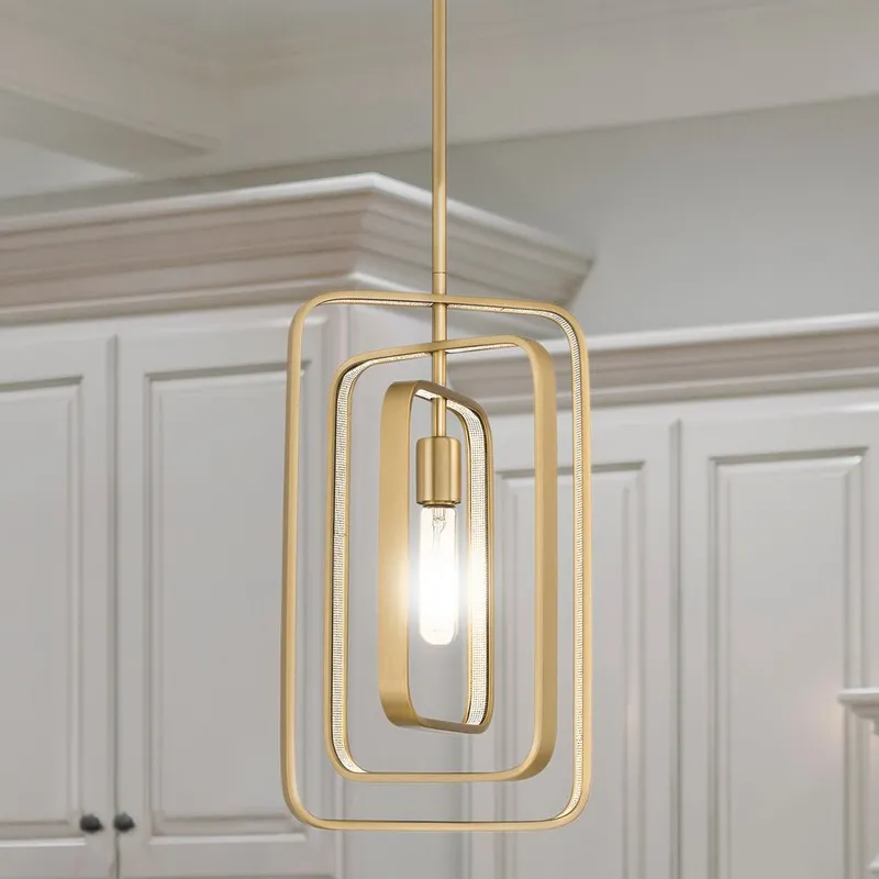 UQL4721 Mid-Century Modern Indoor Pendant, 18.00''H x 10.00''W x 8.75''D, Brushed Weathered Brass Finish, Newbury Collection — Urban Ambiance LED Landscape Lights 100.0W 3000K